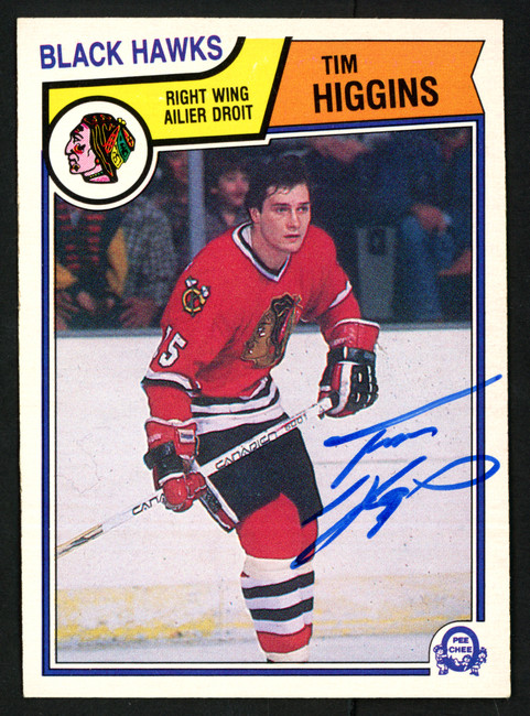 Tim Higgins Autographed 1983-84 O-Pee-Chee Card #104 Chicago Blackhawks SKU #150218