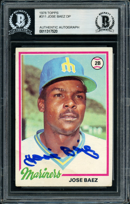 Jose Baez Autographed 1978 Topps Rookie Card #311 Seattle Mariners Beckett BAS #11317520