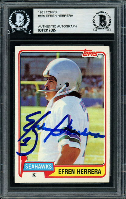 Efren Herrera Autographed 1981 Topps Card #469 Seattle Seahawks Beckett BAS #11317585