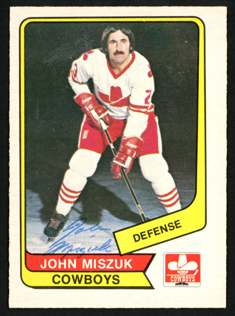 John Miszuk Autographed 1976-77 WHA O-Pee-Chee Card #57 Calgary Cowboys SKU #151308