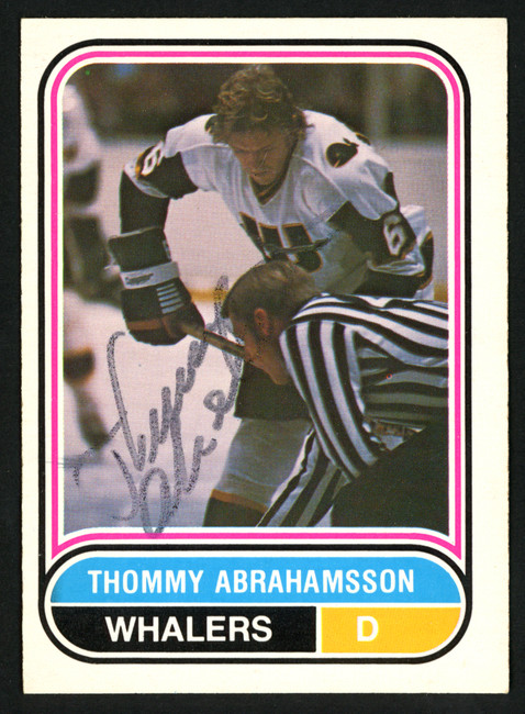 Thommy Abrahamsson Autographed 1975-76 WHA O-Pee-Chee Card #127 New England Whalers SKU #151420