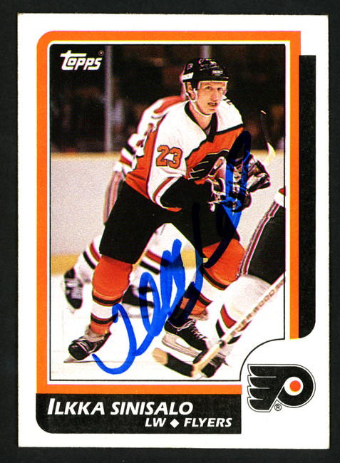 Ilkka Sinisalo Autographed 1986-87 Topps Card #36 Philadelphia Flyers SKU #151937