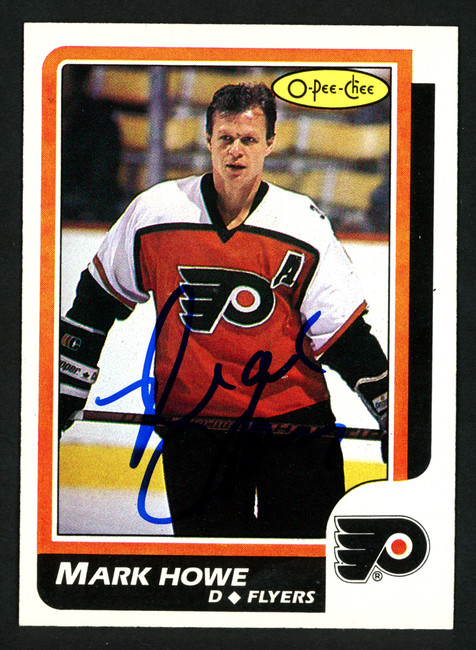 Mark Howe Autographed 1986-87 O-Pee-Chee Card #123 Philadelphia Flyers SKU #151997