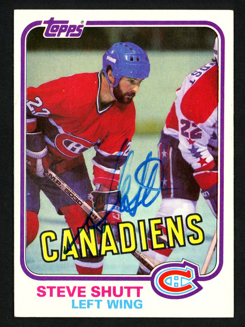 Steve Shutt Autographed 1981-82 Topps Card #34 Montreal Canadiens SKU #153584