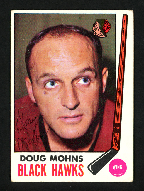 Doug Mohns Autographed 1969-70 Topps Card #72 Chicago Blackhawks SKU #154246