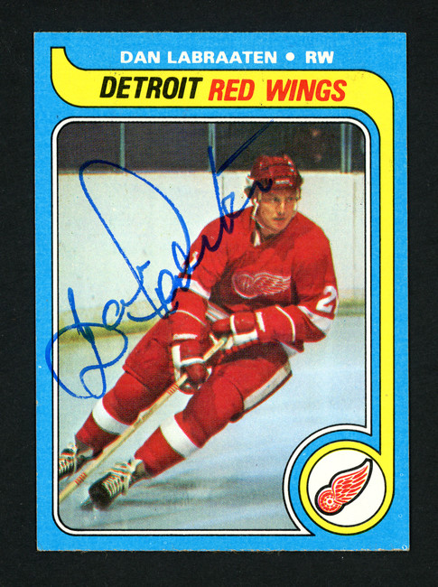 Dan Labraaten Autographed 1979-80 Topps Card #92 Detroit Red Wings SKU #154311