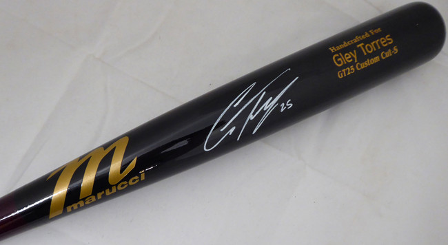 Gleyber Torres Autographed Black Marucci Game Model Baseball Bat New York Yankees Beckett BAS Stock #154967
