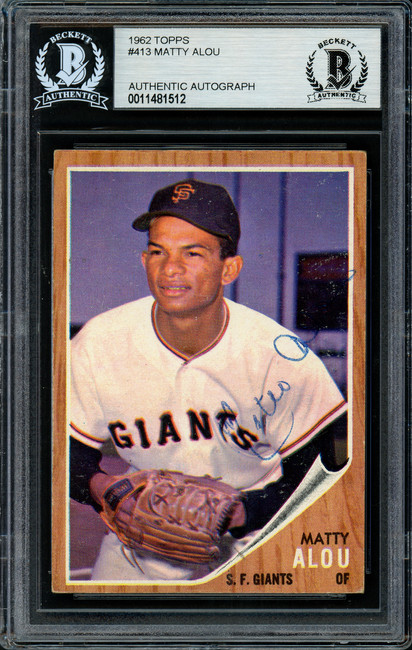 Matty Alou Autographed 1962 Topps Card #413 San Francisco Giants Beckett BAS #11481512