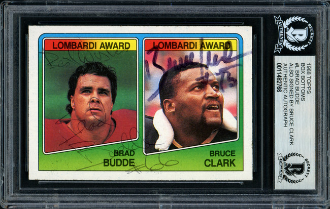 Brad Budde & Bruce Clark Autographed 1988 Topps Box Bottom Card #L Beckett BAS #11482766