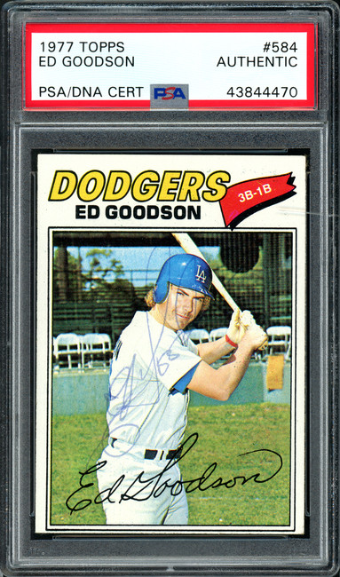 Ed Goodson Autographed 1977 Topps Card #584 Los Angeles Dodgers PSA/DNA #43844470