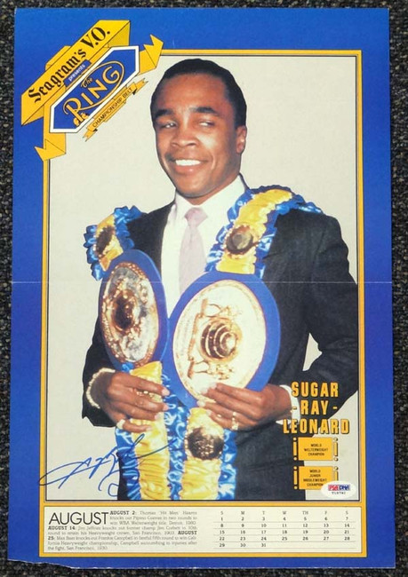 Sugar Ray Leonard Autographed 11x16 Magazine Poster Photo PSA/DNA #T19792