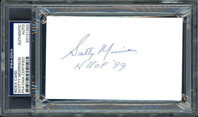 Scotty Morrison Autographed 3x5 Index Card NHL Referee & President "HHOF '99" PSA/DNA #83721093
