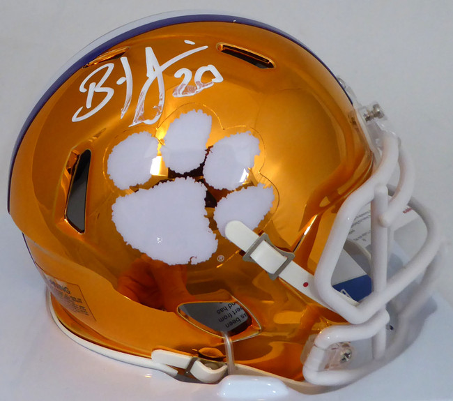 Brian Dawkins Autographed Clemson Tigers Orange Chrome Speed Mini Helmet (Smudged) Beckett BAS #Q01964