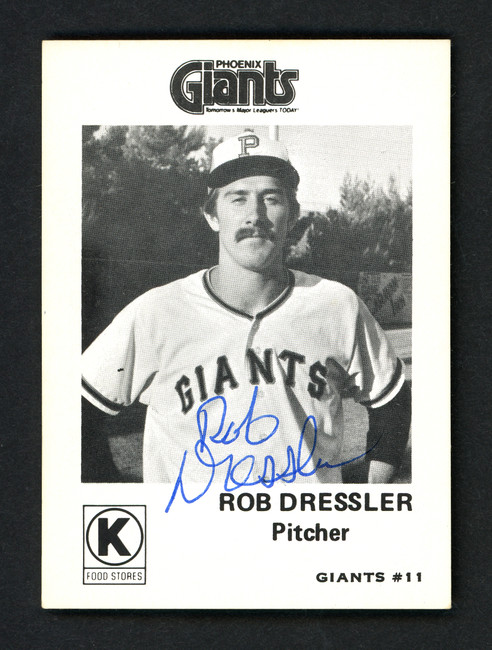 Rob Dressler Autographed 1975 Circle K Rookie Card #37 Phoenix Giants SKU # 158483