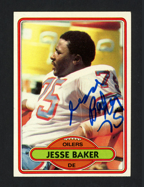 Jesse Baker Autographed 1980 Topps Rookie Card #100 Houston Oilers SKU #160201