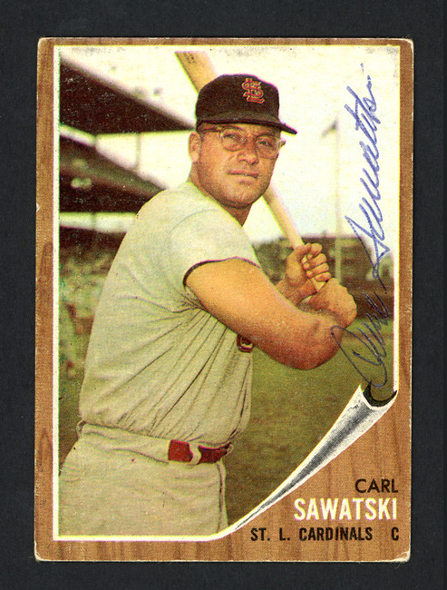 Carl Sawatski Autographed 1962 Topps Card #106 St. Louis Cardinals SKU #161873