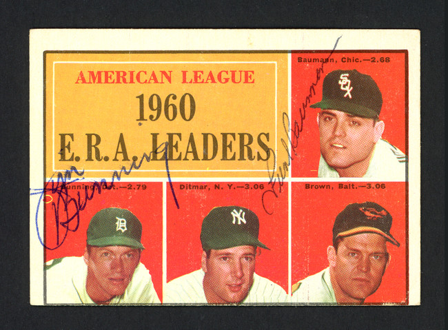 Jim Bunning & Frank Baumann Autographed 1961 Topps Card #46 SKU #161893