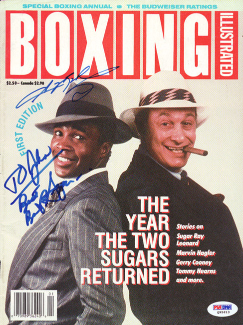 Sugar Ray Leonard & Bert Sugar Autographed Boxing Illustrated Magazine Cover PSA/DNA #Q95613