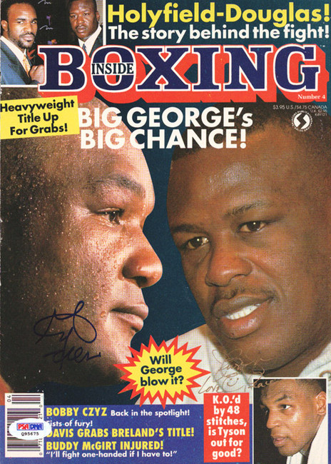 George Foreman & James "Buster" Douglas Autographed Inside Boxing Magazine Cover PSA/DNA #Q95675