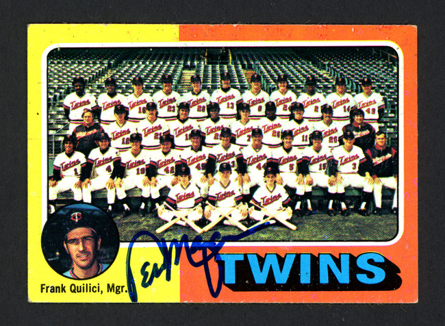 Vern Morgan Autographed 1975 Topps Card #443 Minnesota Twins Coach SKU #164113