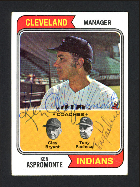 Ken Aspromonte & Tony Pacheco Autographed 1974 Topps Card #521 Cleveland Indians SKU #164142