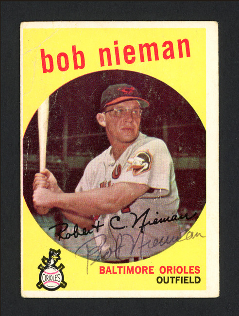 Bob Nieman Autographed 1959 Topps Card #375 Baltimore Orioles SKU #164199