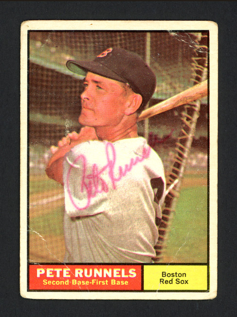 Pete Runnels Autographed 1961 Topps Card #210 Boston Red Sox SKU #164267