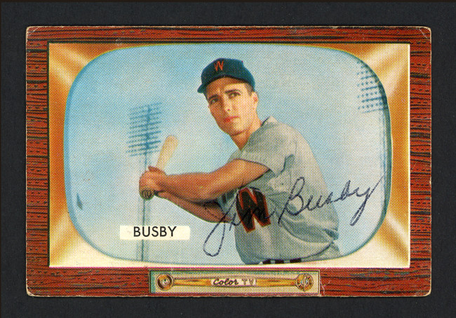 Jim Busby Autographed 1955 Bowman Card #166 Washington Senators SKU #164293