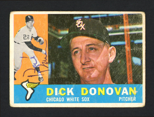 Dick Donovan Autographed 1960 Topps Card #199 Chicago White Sox SKU #164303