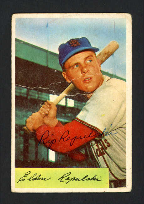 Rip Repulski Autographed 1954 Bowman Card #46 St. Louis Cardinals SKU #164341