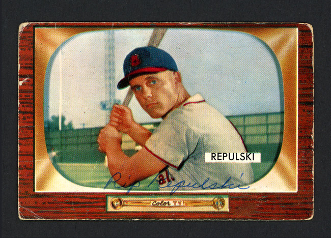 Rip Repulski Autographed 1955 Bowman Card #205 St. Louis Cardinals SKU #164345