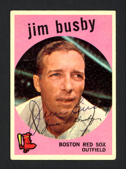 Jim Busby Autographed 1959 Topps Card #185 Boston Red Sox SKU #165341