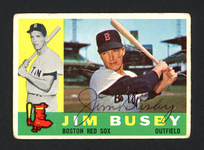 Jim Busby Autographed 1960 Topps Card #232 Boston Red Sox SKU #165343
