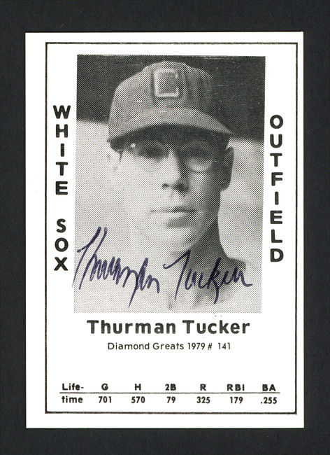 Thurman Tucker Autographed 1979 Diamond Greats Card #141 Chicago White Sox SKU #165629