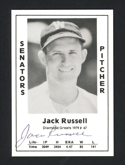 Jack Russell Autographed 1979 Diamond Greats Card #67 Washington Senators SKU #165682