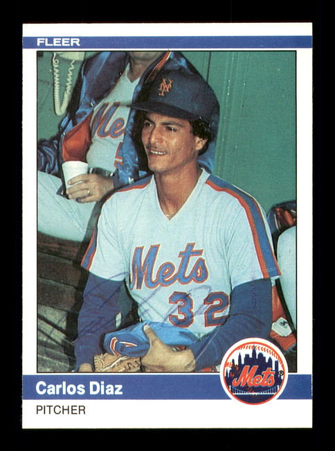 Carlos Diaz Autographed 1984 Fleer Card #583 New York Mets SKU #166655