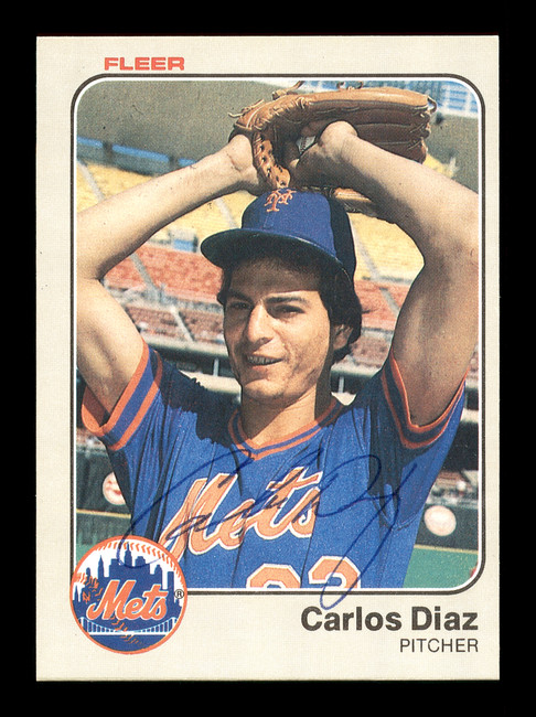 Carlos Diaz Autographed 1983 Fleer Card #540 New York Mets SKU #166835