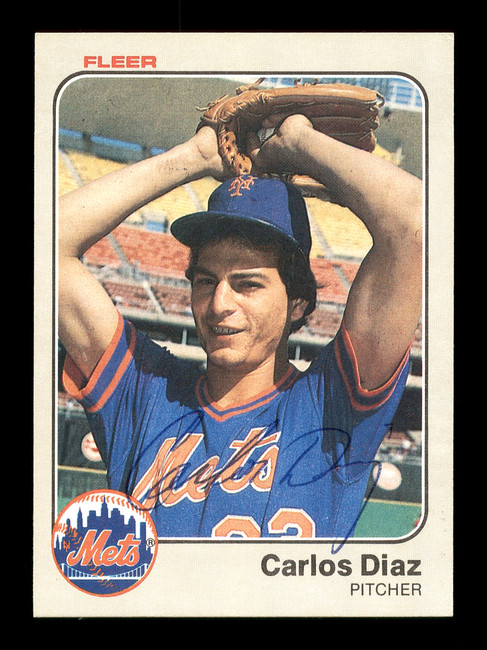 Carlos Diaz Autographed 1983 Fleer Card #540 New York Mets SKU #166837