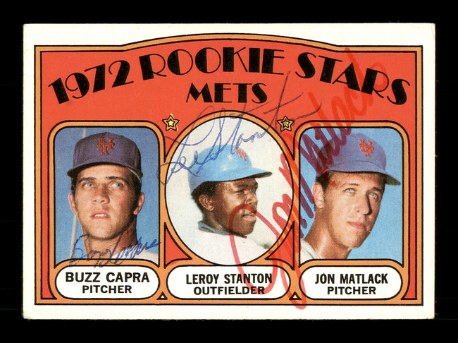 Buzz Capra, Leroy Stanton & Jon Matlack Autographed 1972 Topps Rookie Card #141 New York Mets SKU #167547