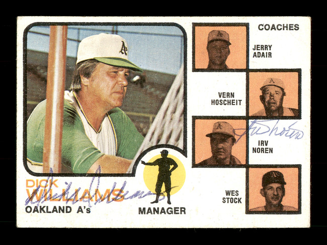Dick Williams & Irv Noren Autographed 1973 Topps Card #179 Oakland A's SKU #167558