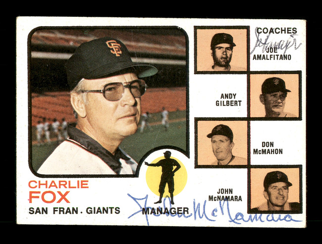 Joe Amalfitano & John McNamara Autographed 1973 Topps Card #252 San Francisco Giants SKU #167603