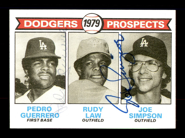 Pedro Guerrero & Joe Simpson Autographed 1979 Topps Rookie Card #719 Los Angeles Dodgers SKU #167845