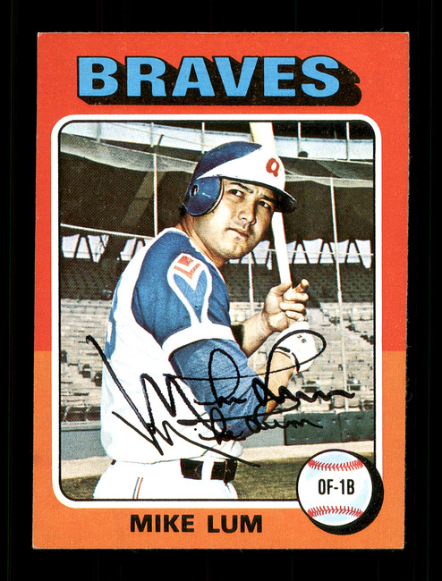 Mike Lum Autographed 1975 Topps Mini Card #154 Atlanta Braves SKU #168598