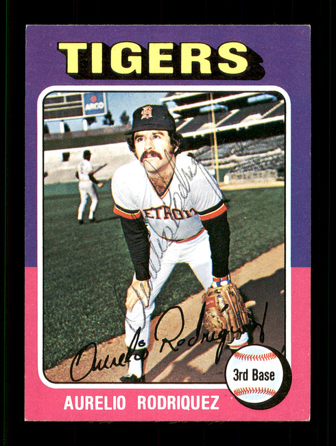 Aurelio Rodriguez Autographed 1975 Topps Mini Card #221 Detroit Tigers SKU #168614