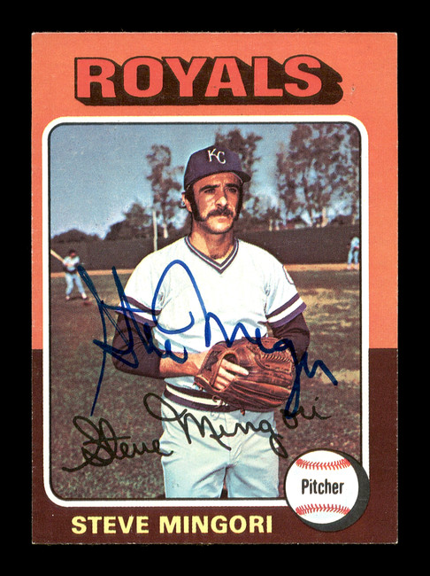 Steve Mingori Autographed 1975 Topps Mini Card #544 Kansas City Royals SKU #168665
