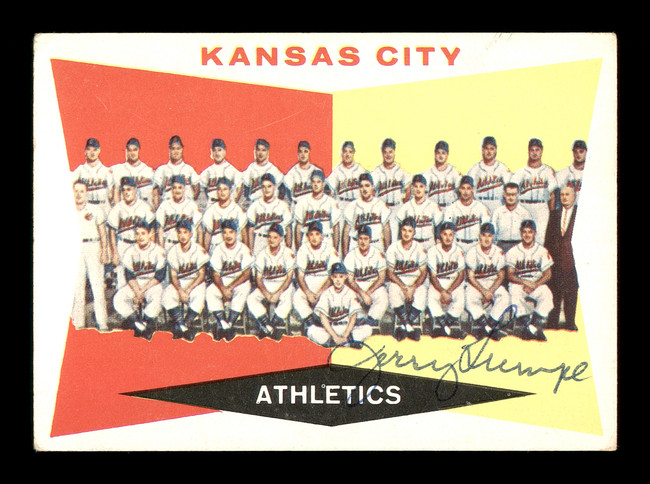 Jerry Lumpe Autographed 1960 Topps Team Card #413 Kansas City A's SKU #169670