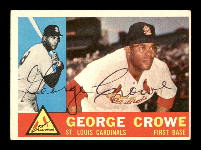 George Crowe Autographed 1960 Topps Card #419 St. Louis Cardinals SKU #169674