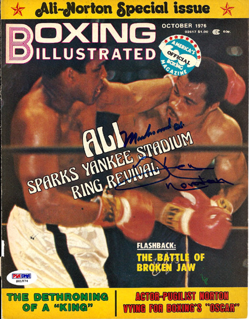 Muhammad Ali & Ken Norton Autographed Boxing Illustrated Magazine Cover PSA/DNA #S01574