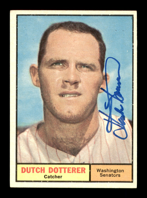 Dutch Dotterer Autographed 1961 Topps Card #332 Washington Senators SKU #169816