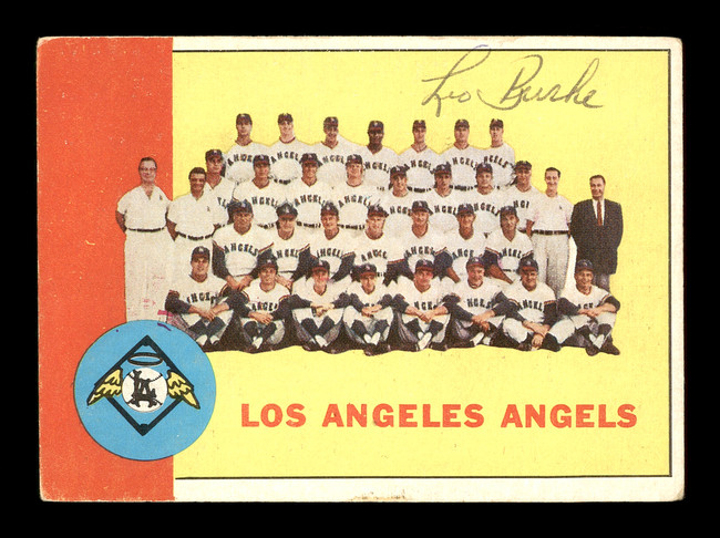 Leo Burke Autographed 1963 Topps Team Card #39 Los Angeles Angels SKU #170057
